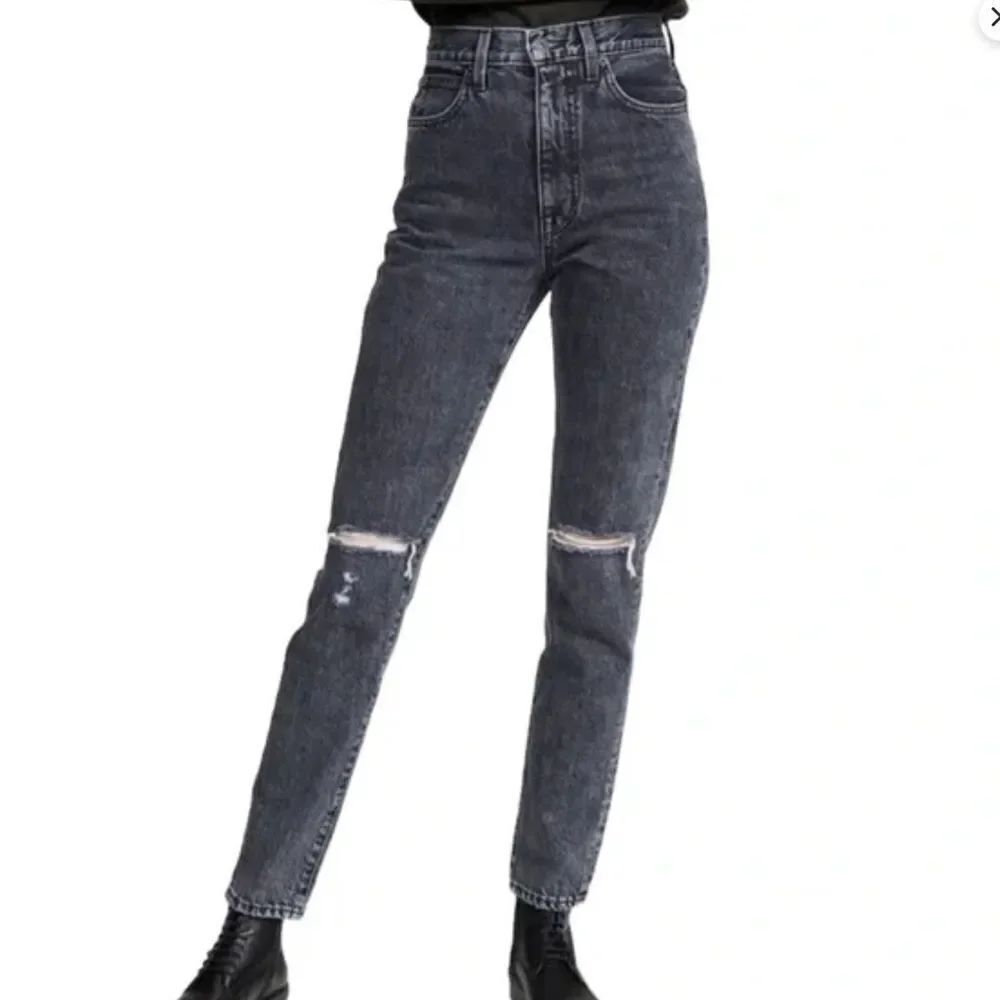 SLVRLAKE Beatnik slim straight distressed rigid denim jeans washed black size 29